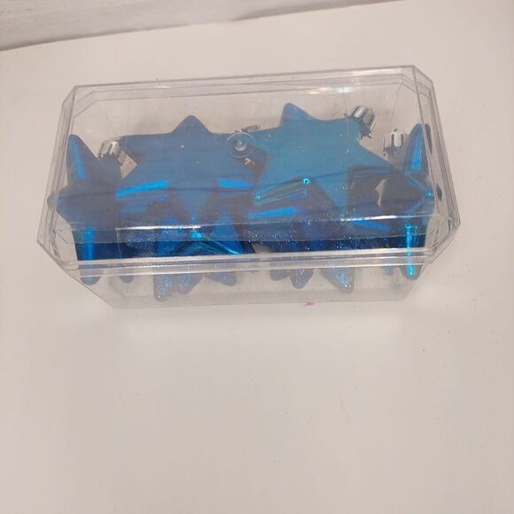 Pack of Ten 2.5 inche Star Shaped Christmas Tree Decorations Blue - Picture 6 of 6